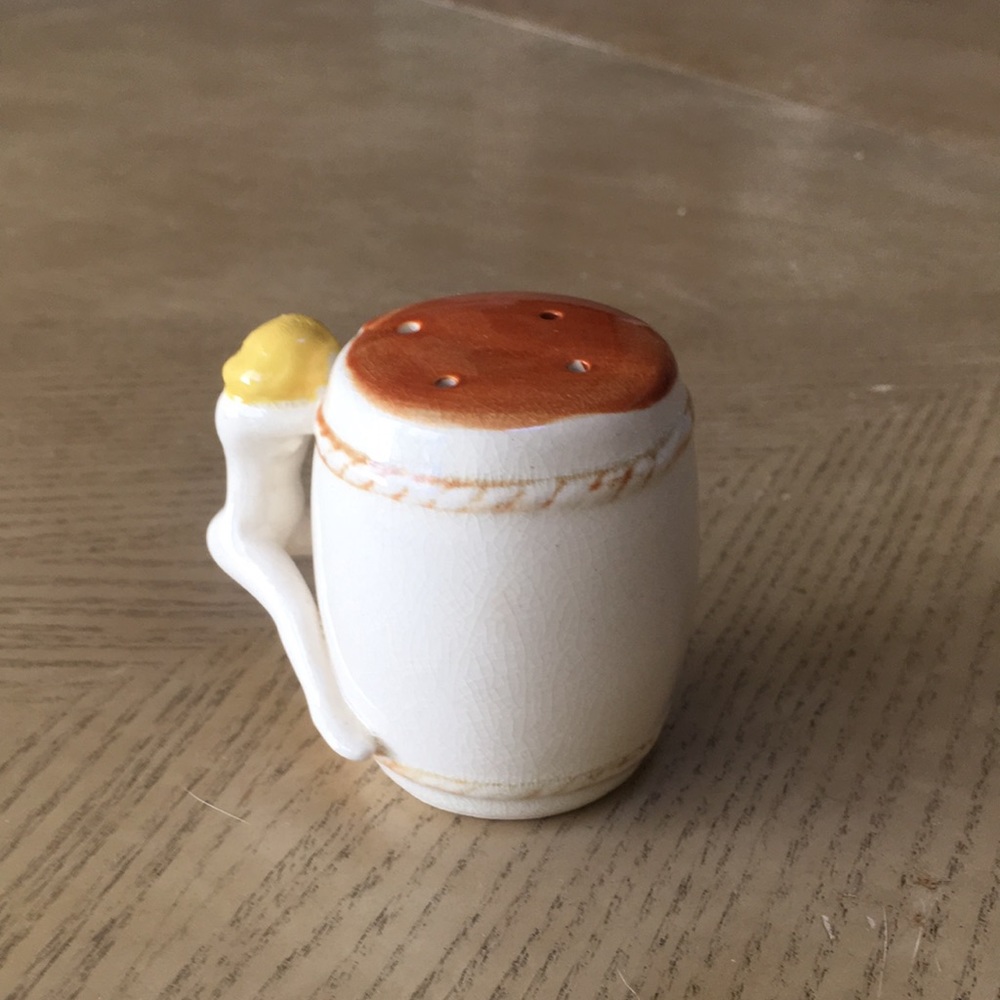 Vintage  porcelain salt or pepper jar hand painted